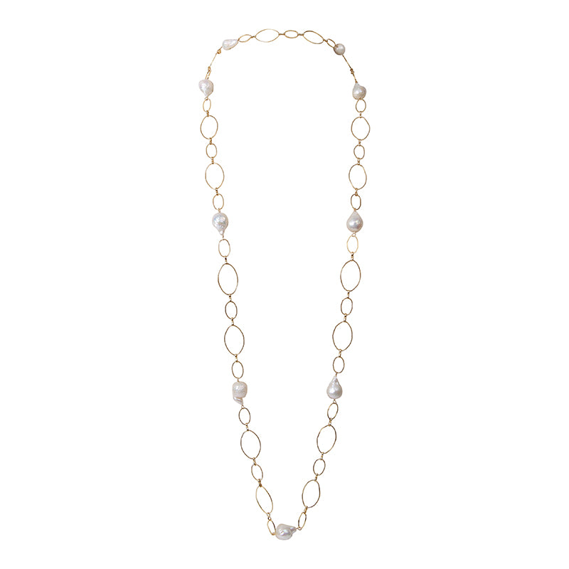 GOLD LOOP CHAIN & WILD PEARLS 
