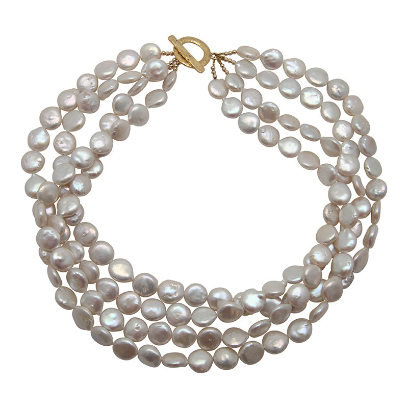 4-STRAND COIN PEARL NECKLACE 